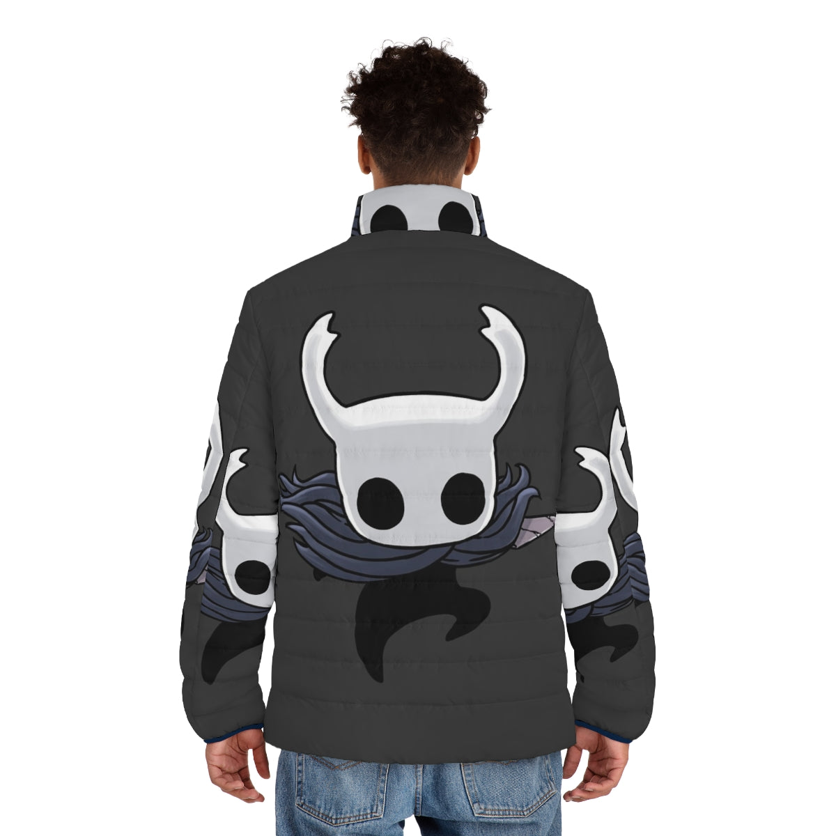 Hollow Knight Attack Puffer Jacket - Dark Fantasy Video Game Merchandise - men back