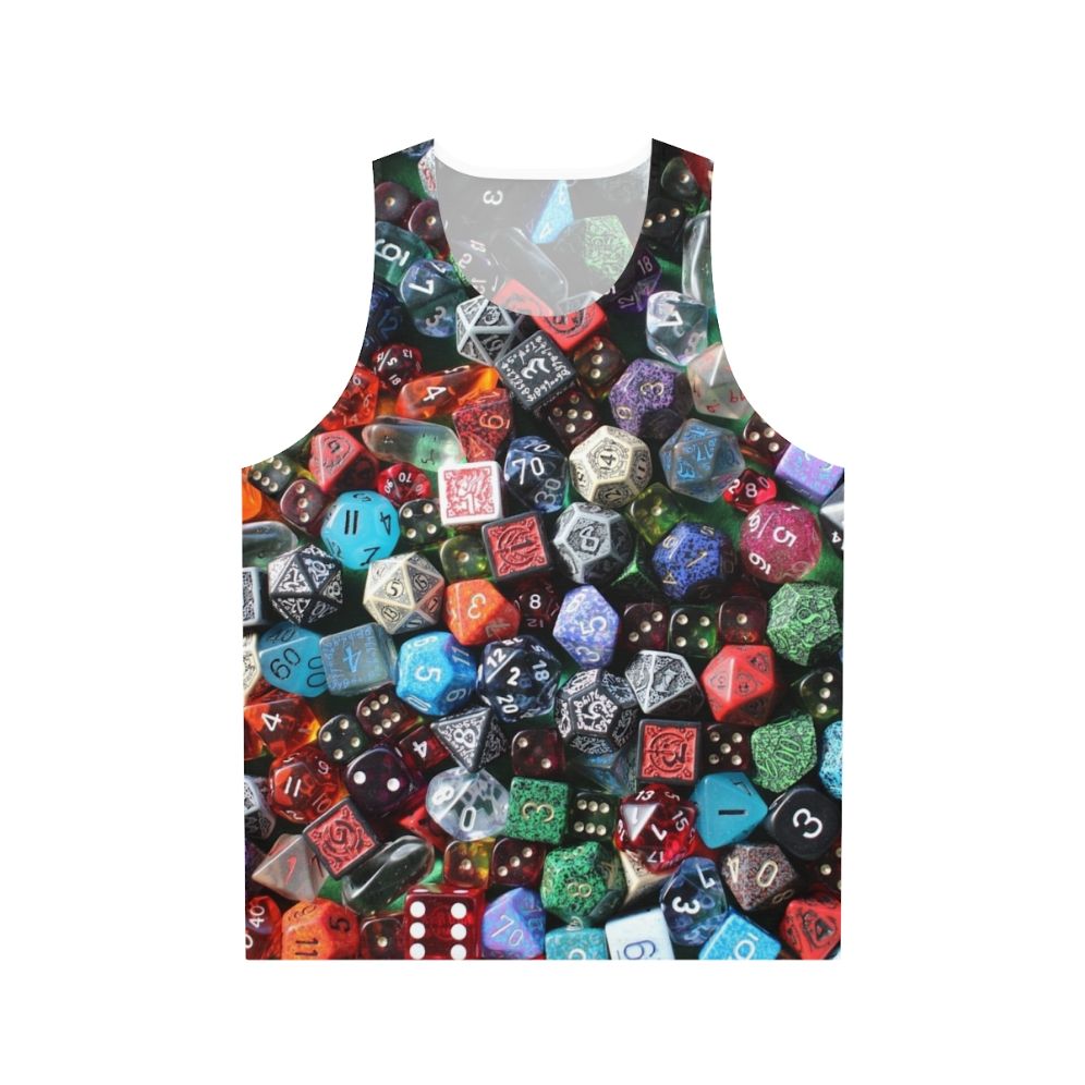 Unisex dice tank top for tabletop gaming enthusiasts