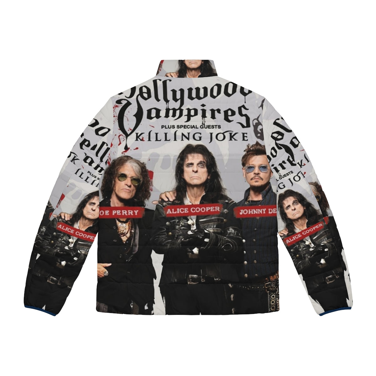 Hollywood Vampires Puffer Jacket featuring the iconic rock band's logo - Back