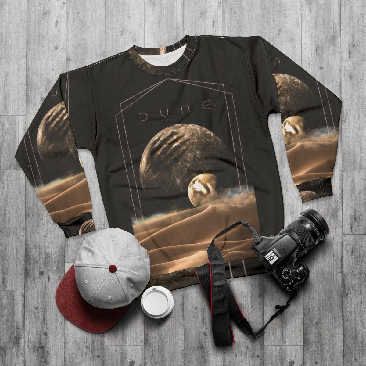 Dune Moons Sci-Fi Sweatshirt - flat lay