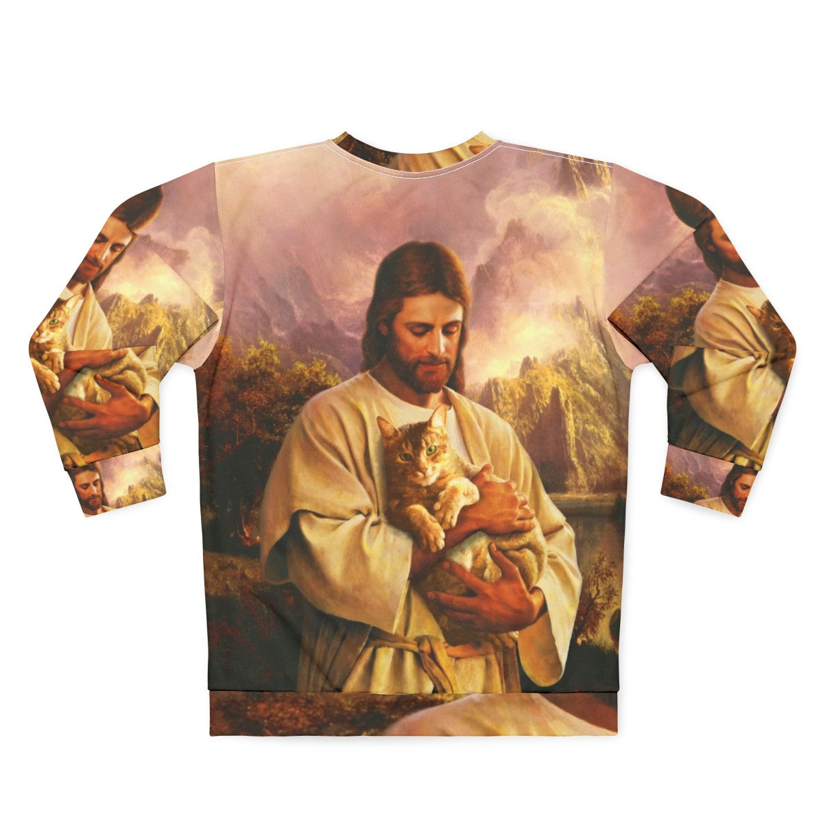 The Cat of Christ Christian Sweatshirt with a cat dressed as Jesus - Back