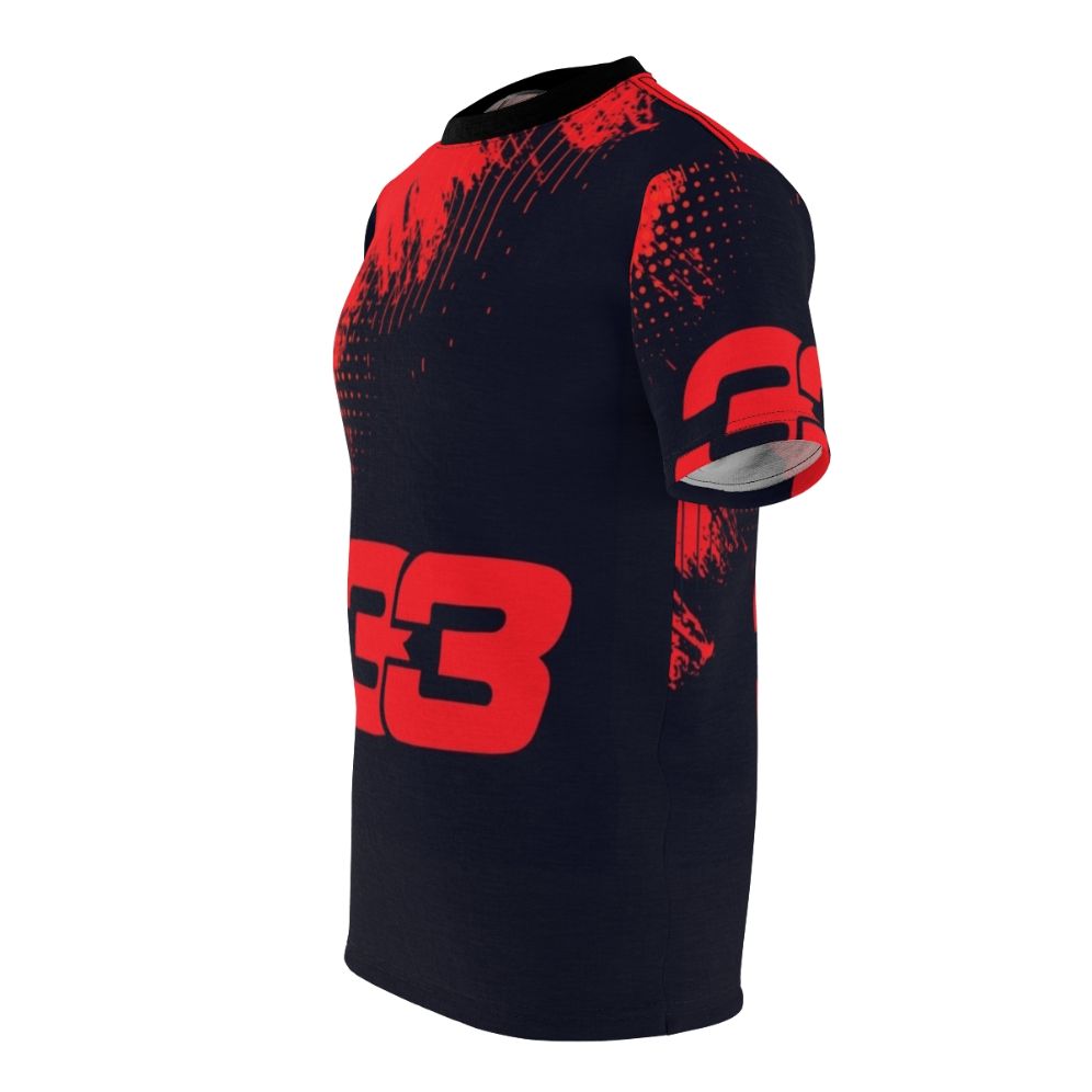 Formula 1 inspired t-shirt featuring Max Verstappen's race car number 33 - men left