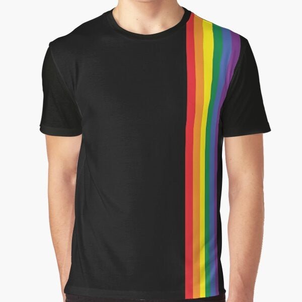 Colorful rainbow pattern graphic t-shirt with LGBTQ pride design