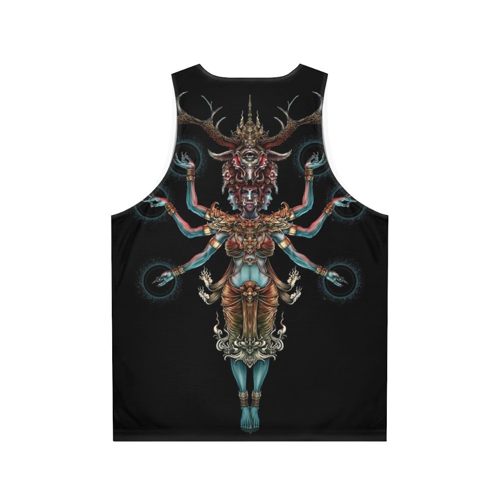 Unisex tank top with mystical yak art design - Back