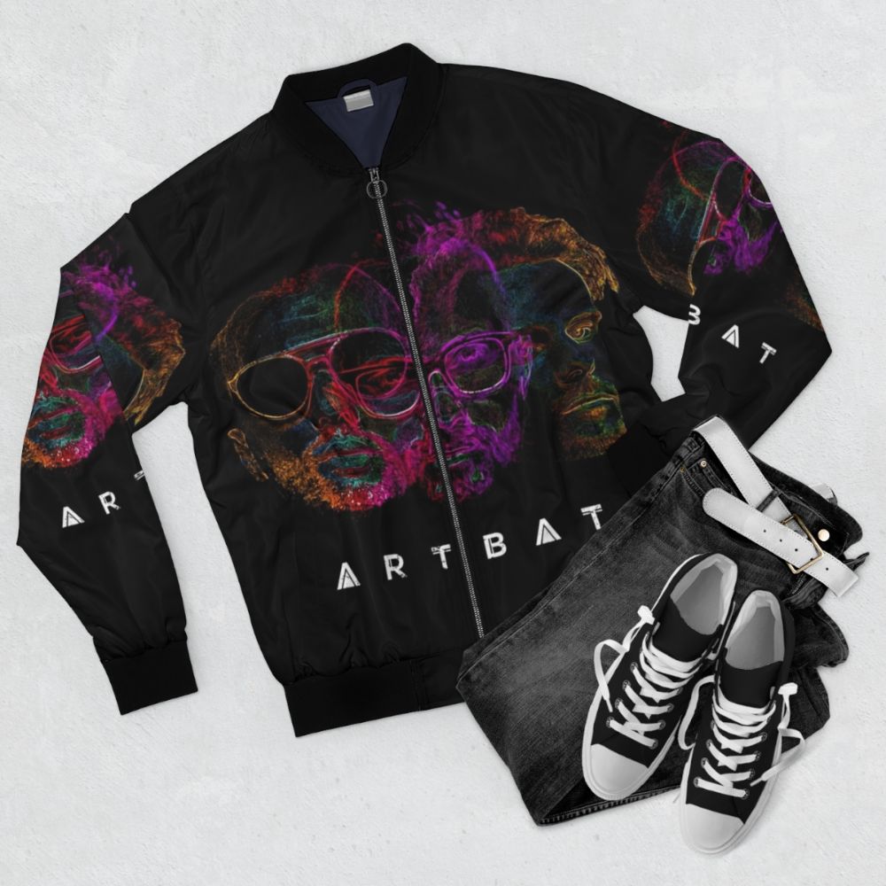 ArtBat Music Bomber Jacket featuring the Ukrainian music project's logo and design - Flat lay