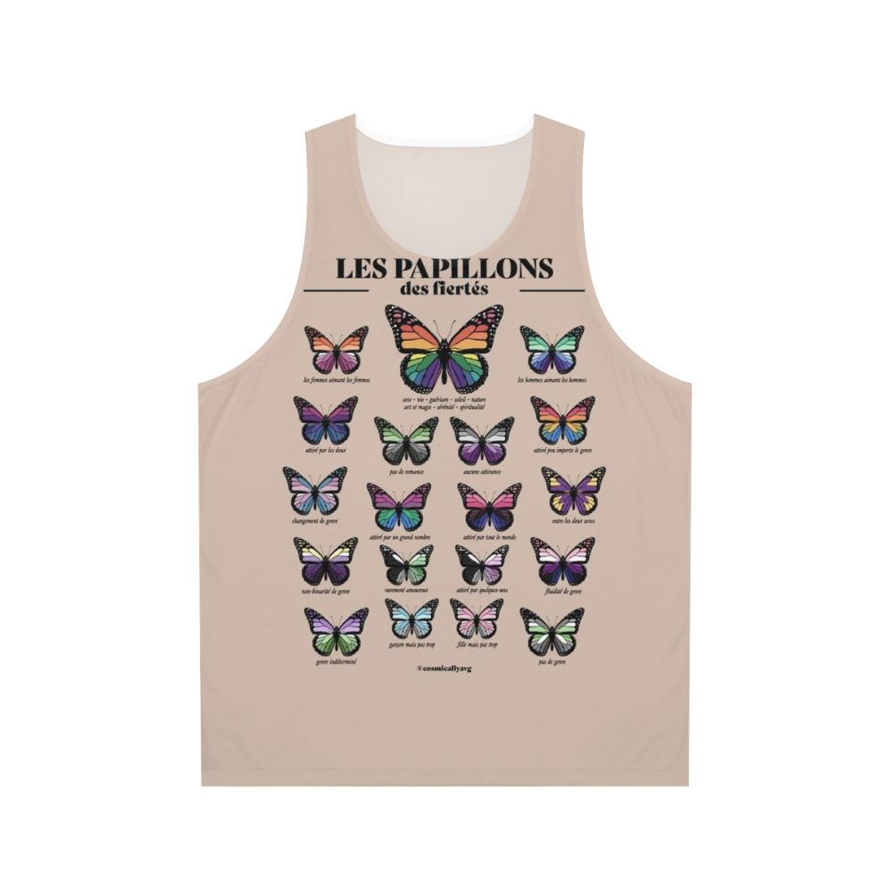 Unisex tank top with a butterfly design for LGBTQ+ pride