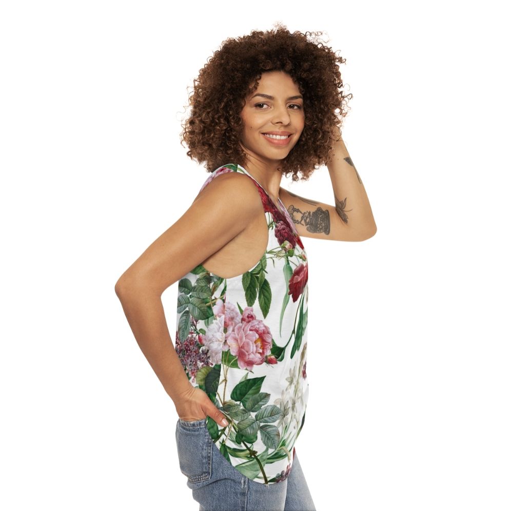 Exotic Garden Summer Floral Botanical Unisex Tank Top - women side