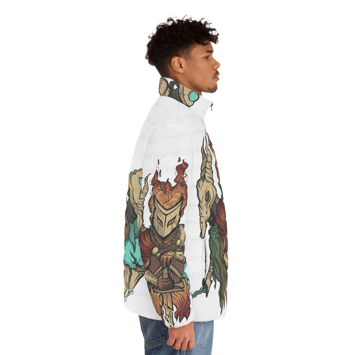 Climbing Spires Puffer Jacket - Slay the Spire inspired fantasy gaming apparel - men side right