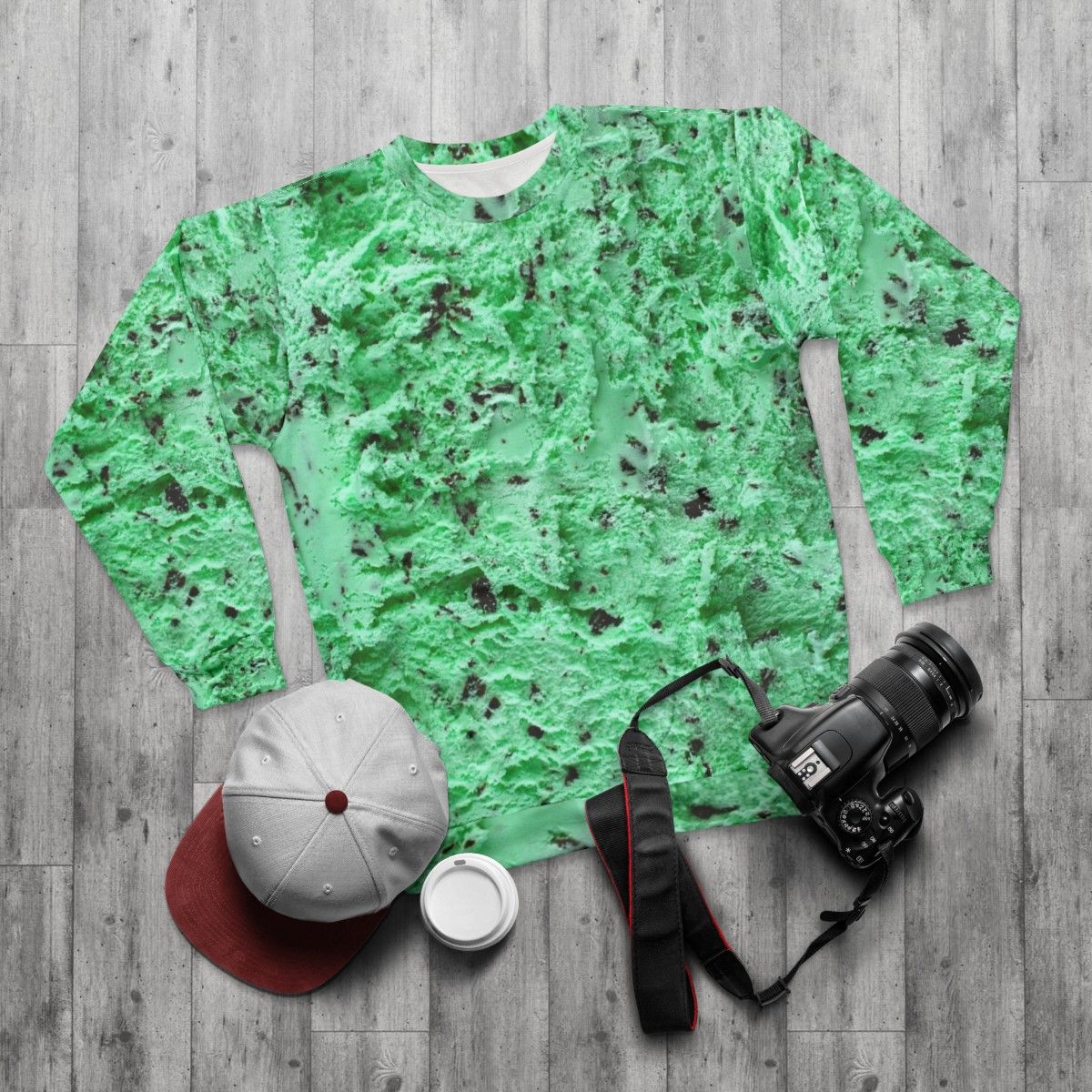 Mint Chocolate Chip Ice Cream Sweatshirt - flat lay