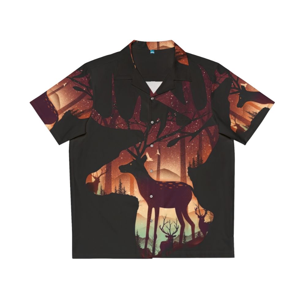 Mystical deer Hawaiian shirt with forest and nature design