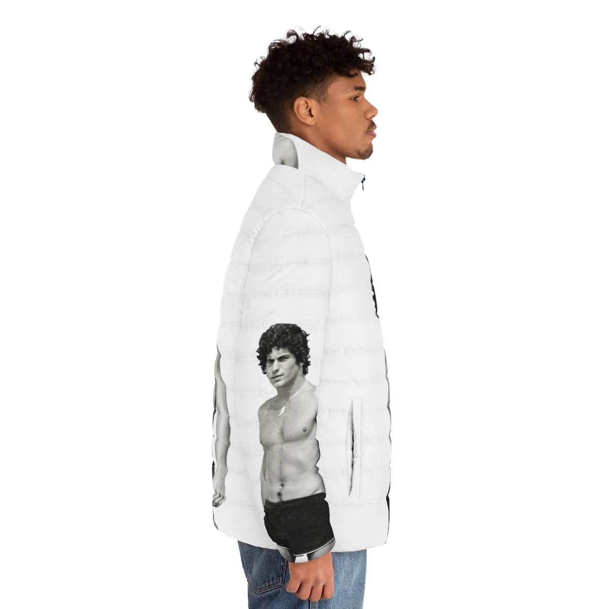 Retro JFK Jr. inspired puffer jacket for men - men side right