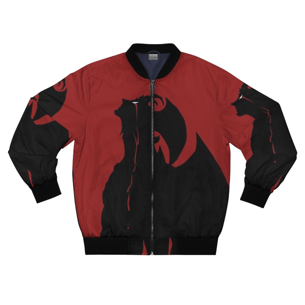 Devilman Crybaby anime-inspired bomber jacket with red and black colors