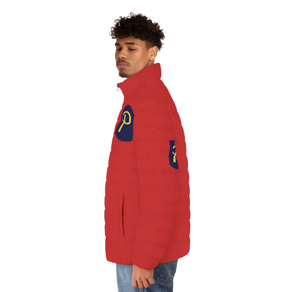 "Drake & Josh" inspired puffer jacket with a nostalgic 90s Nickelodeon TV show design - men side left