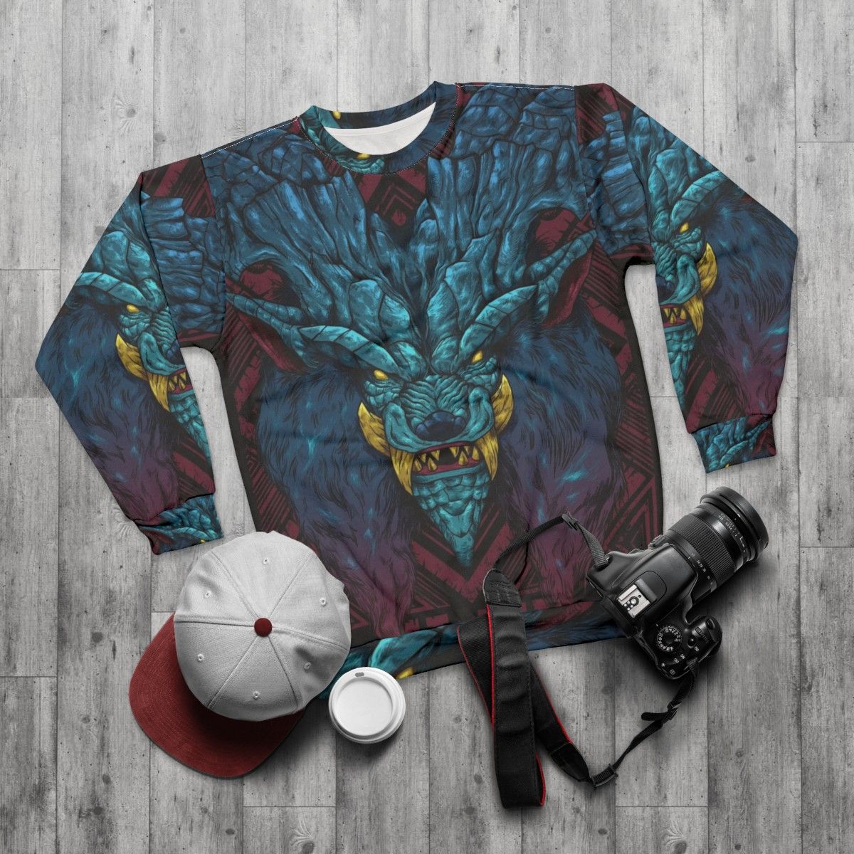 Lunastra Monster Hunter Dragon Hunting Club Sweatshirt - flat lay