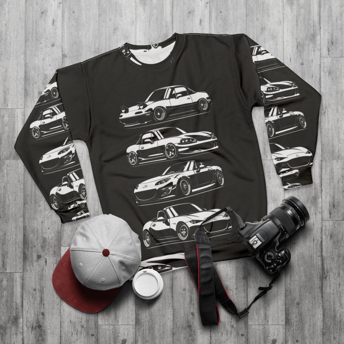 Generations MX5 Miata Automotive Sweatshirt - flat lay