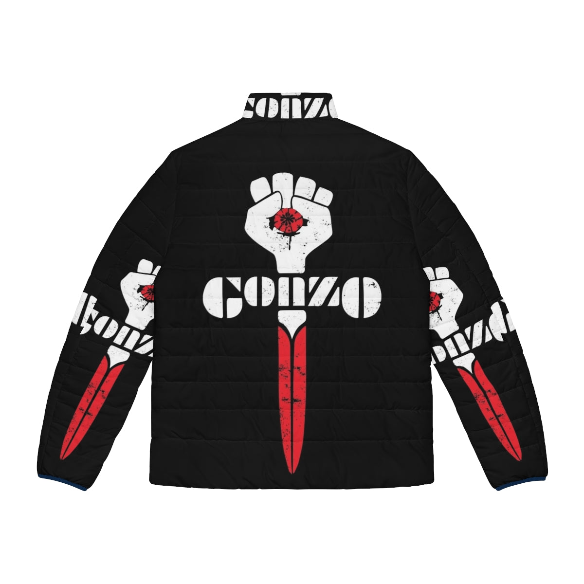 Hunter S. Thompson inspired gonzo symbol puffer jacket - Back