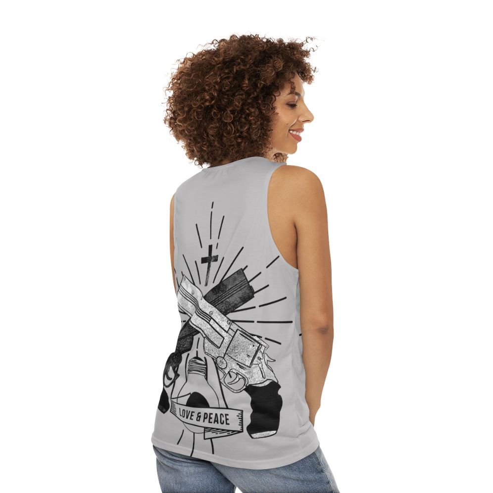 Trigun "Love and Peace" Anime Unisex Tank Top - women back