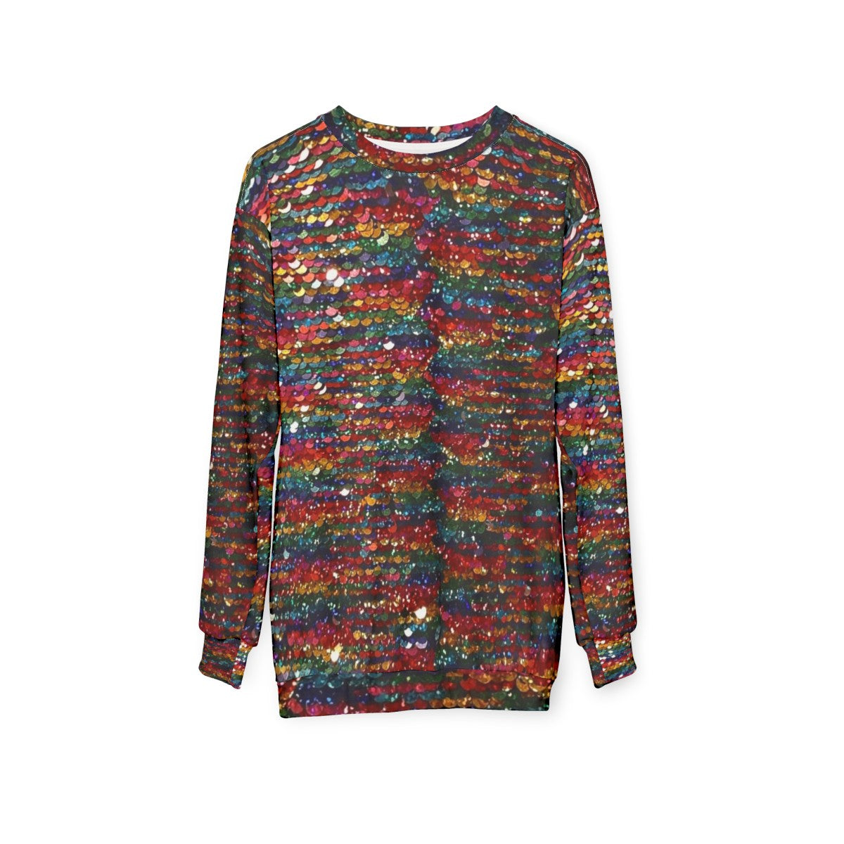 Vibrant rainbow sequin glitter sweatshirt - hanging