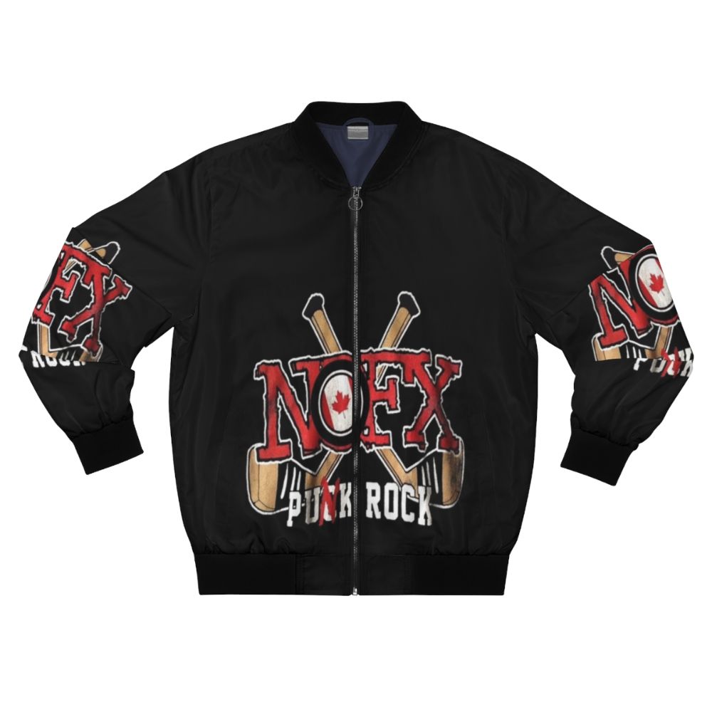 Vintage Rap Bomber Jacket with NOFX Hip Hop Graphic