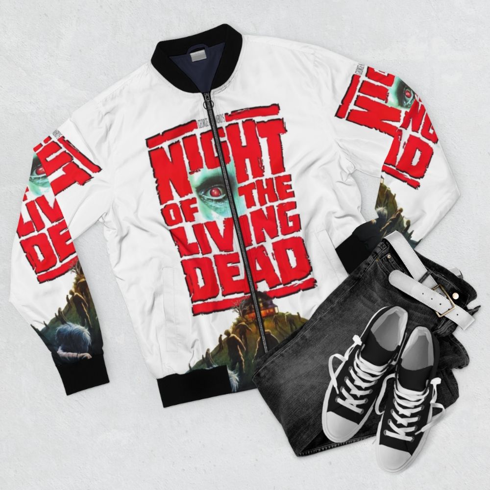 Night of the Living Dead Horror Bomber Jacket - Flat lay