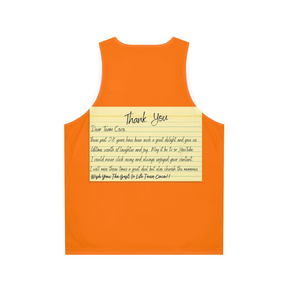 Conan O'Brien Team Coco Unisex Tank Top - Back