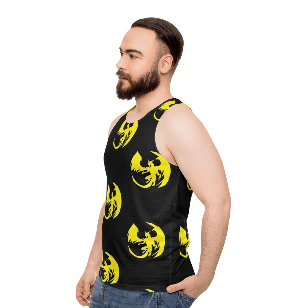 Unisex yellow dragon legendary animal mythical creature tank top - men side