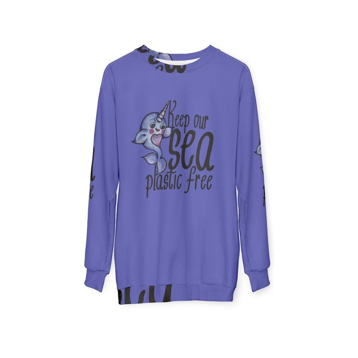 "Keep Our Sea Plastic Free" Narwhal Eco-Friendly Sweatshirt - hanging