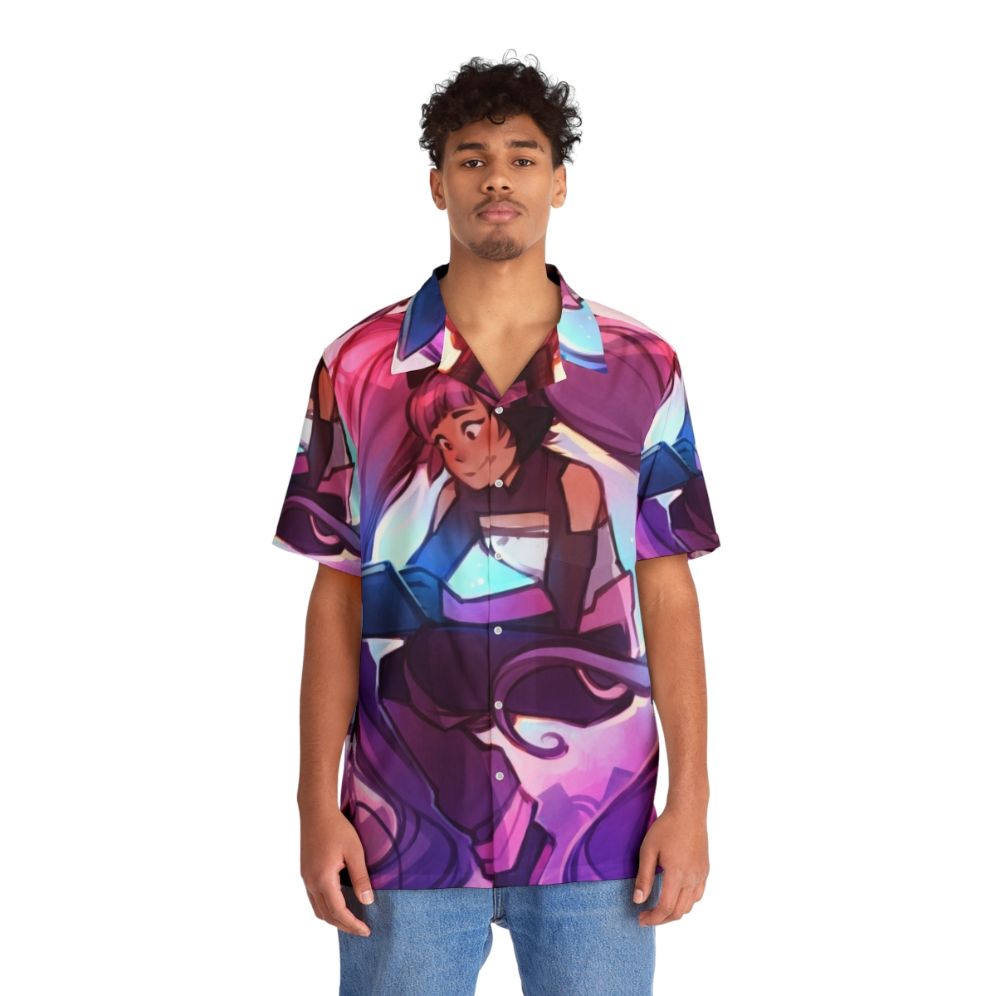 Entrapta inspired Hawaiian shirt with vibrant tropical print - People Front