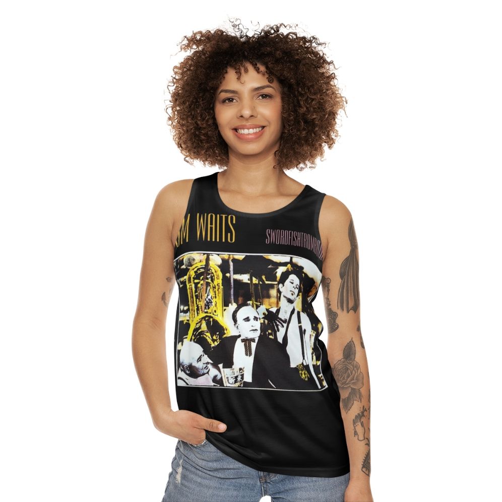 Swordfishtrombones unisex tank top with tom waits album artwork - women