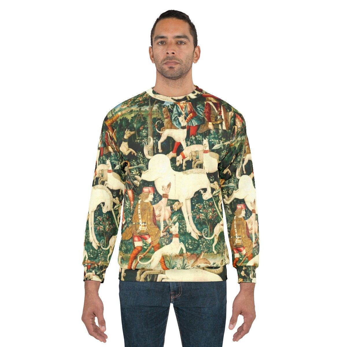 Medieval Unicorn Floral Tapestry Sweatshirt - men