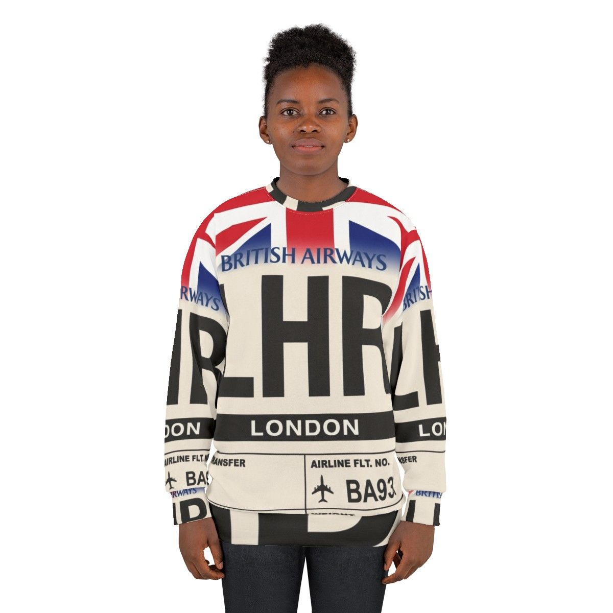 London Heathrow Airline Luggage Tag Travel Sweatshirt - women