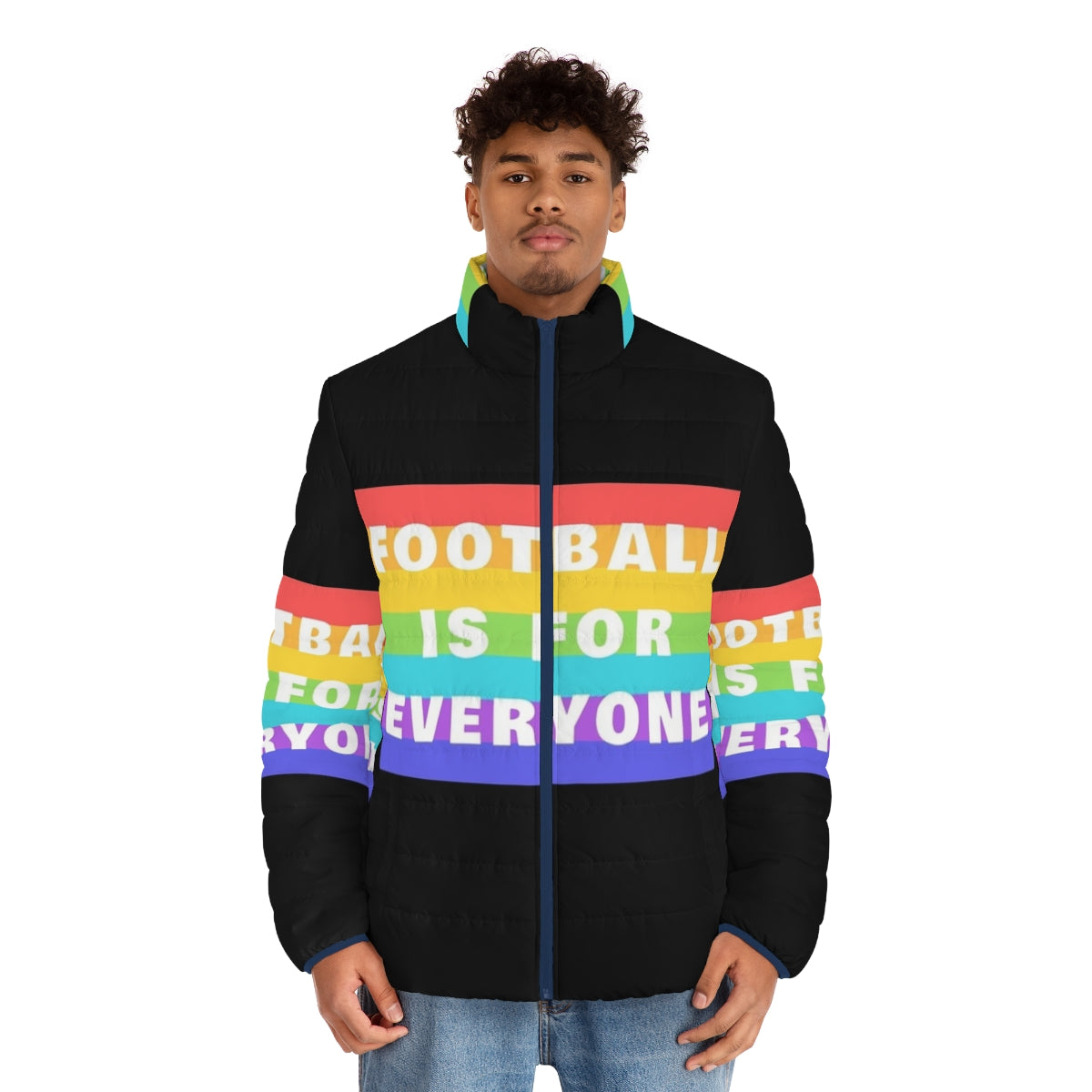 Football puffer jacket for all genders and identities - men front