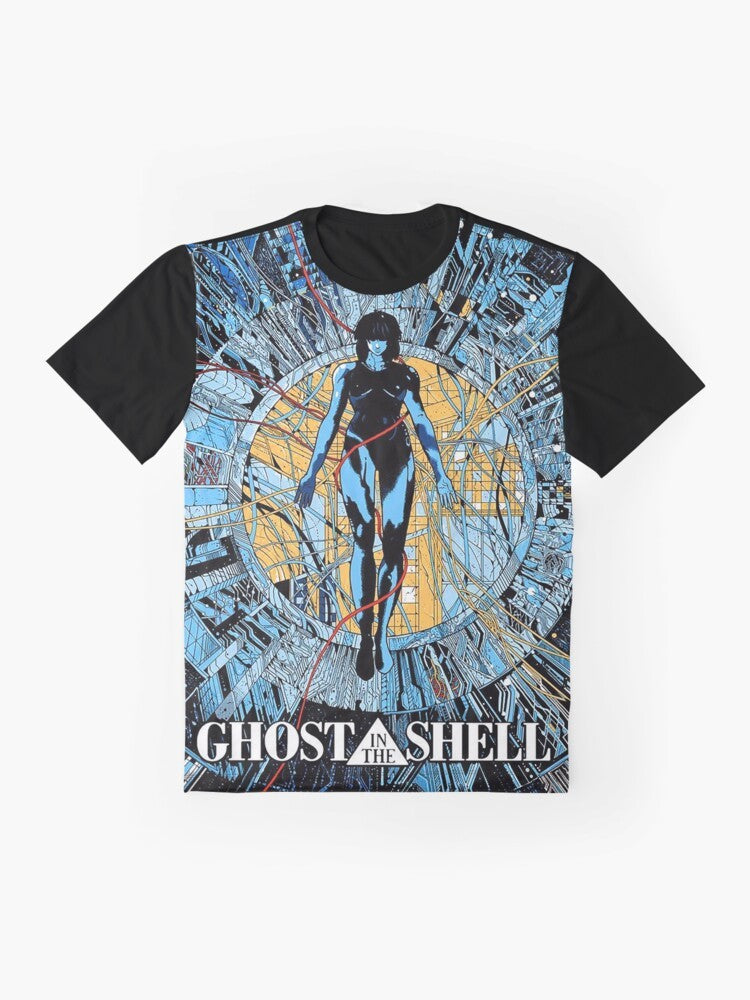 Ghost in the Shell anime graphic t-shirt featuring the iconic characters and artwork by Masamune Shirow - Flat lay