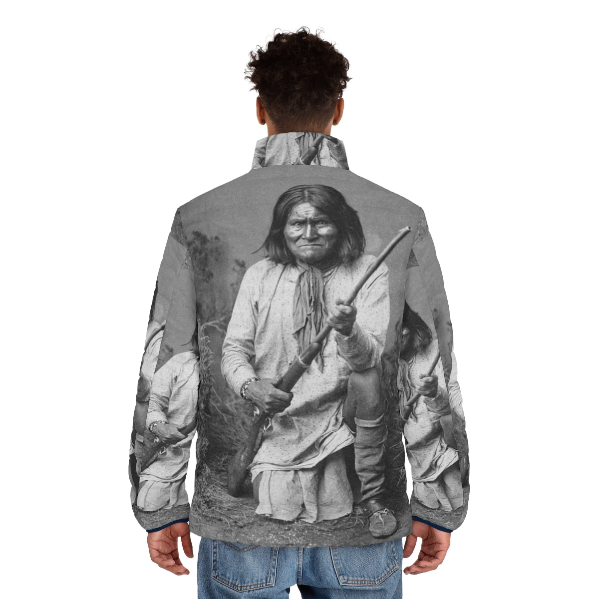 Geronimo Puffer Jacket - Stylish and Warm Native American-Inspired Puffer Jacket - men back