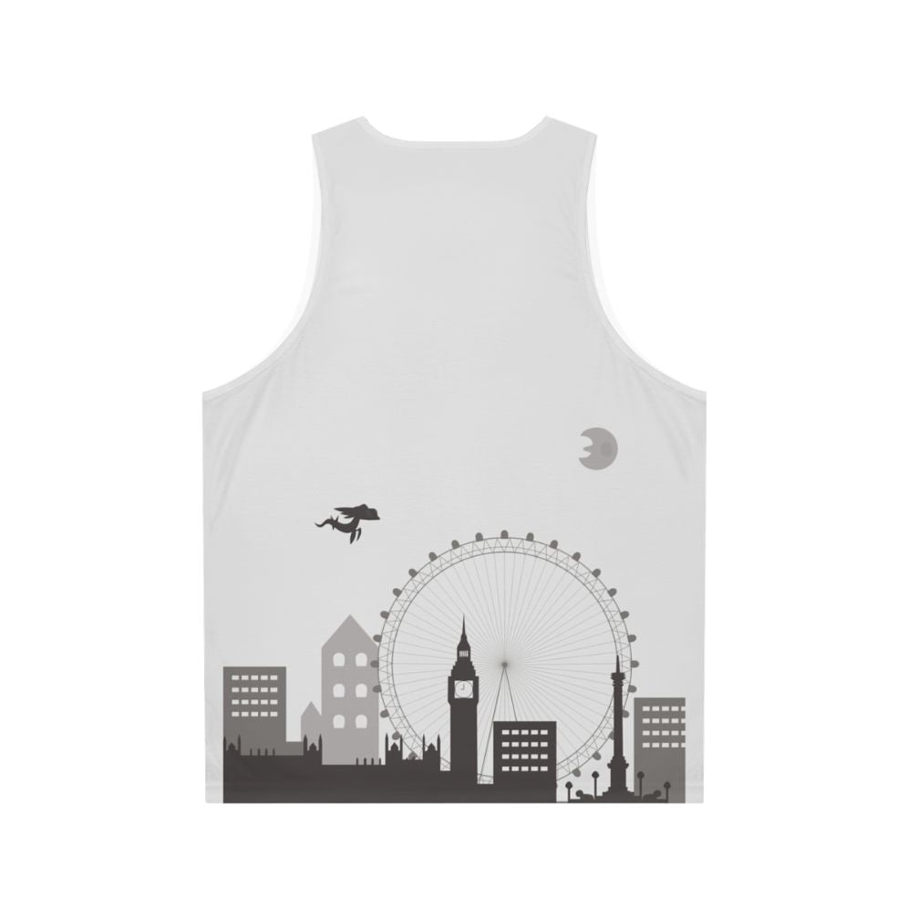 Unisex urban landscape greyscale tank top - Back