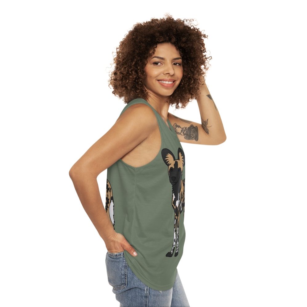 African Painted Dog Unisex Tank Top - women side