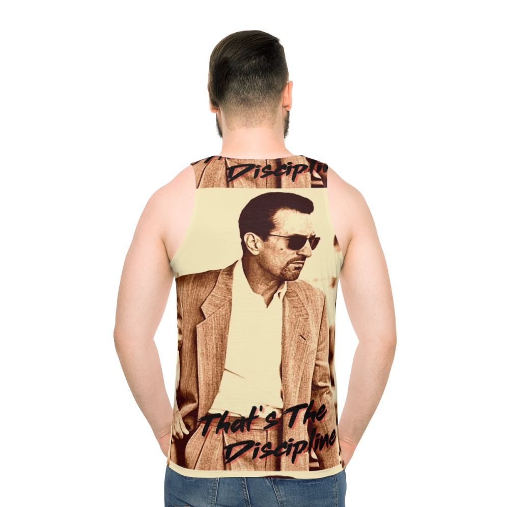 Unisex tank top with iconic portrait of Robert De Niro and Al Pacino from the movie 'Heat' - men back