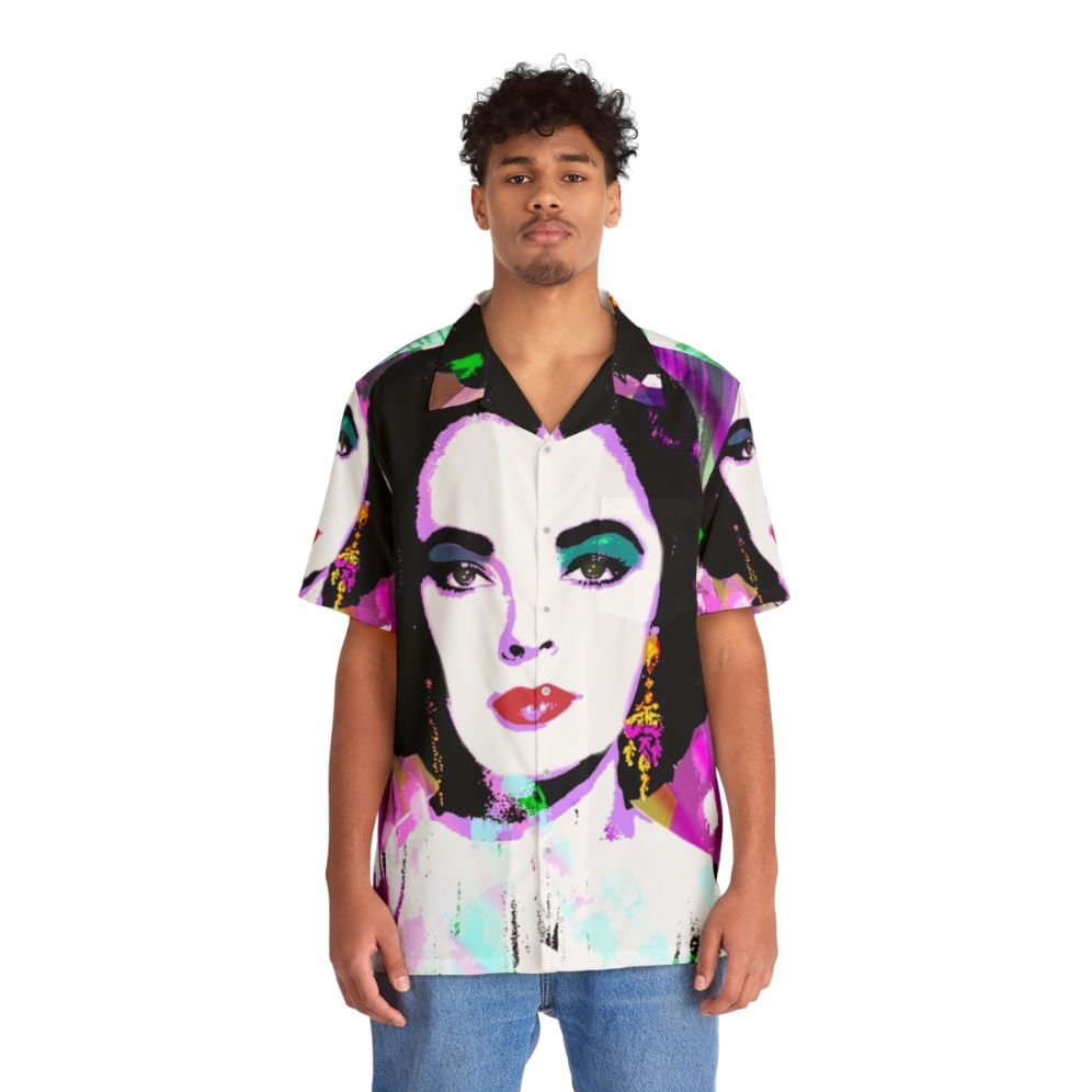 Elizabeth Taylor Hawaiian Shirt with Tropical Print - People Front