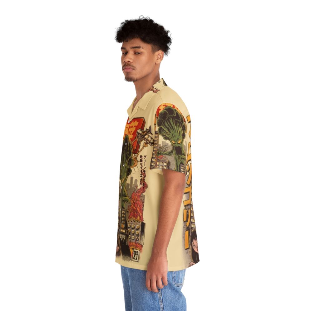 Broccozilla Hawaiian Shirt with Retro Anime-Inspired Vegetable Print - People Left