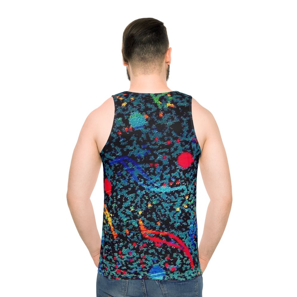 Unisex tank top with retro bus seat pattern design - men back