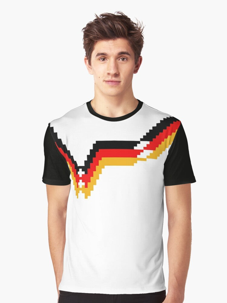 Vintage Germany 90 football t-shirt featuring retro pixel art design - Men