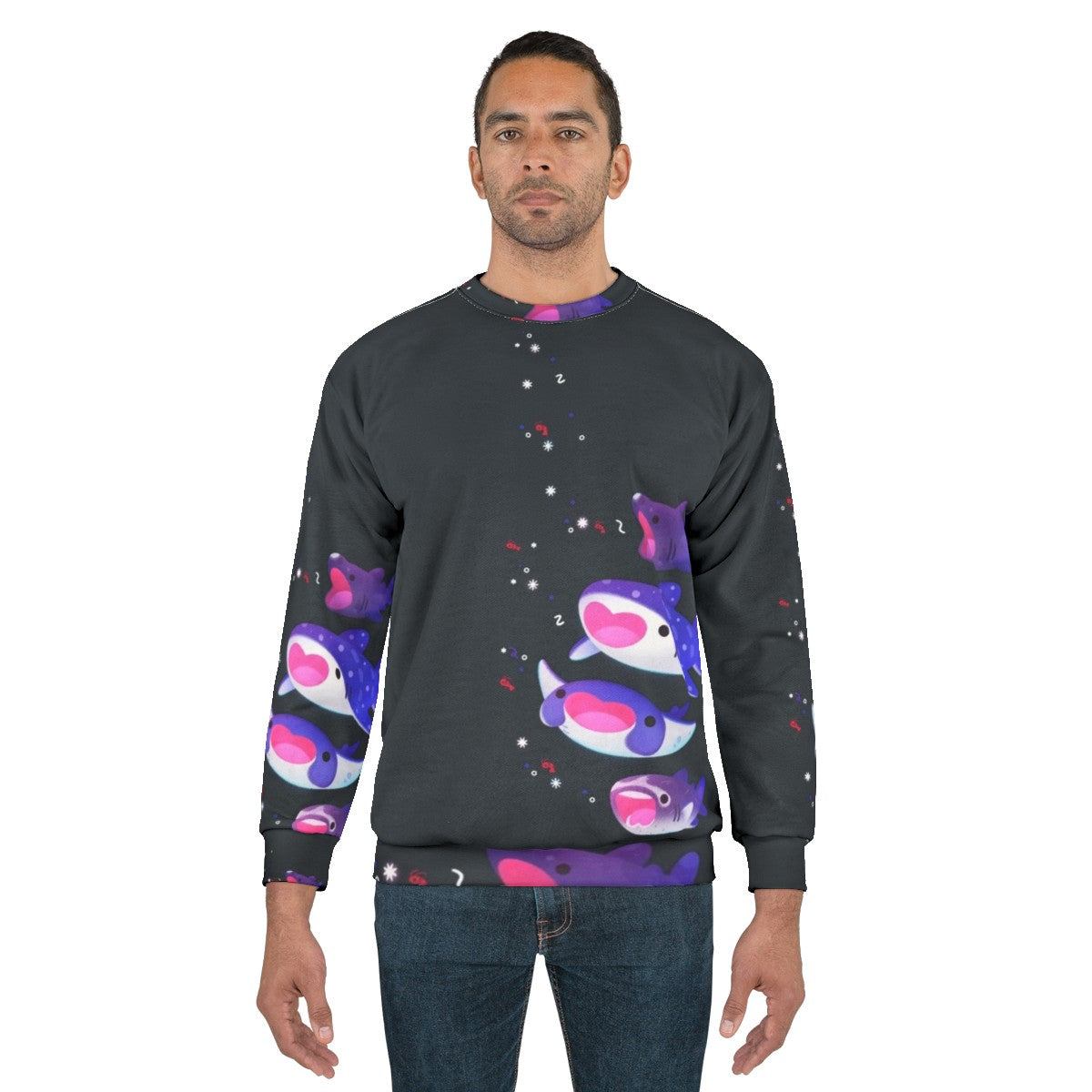 Plankton-Loving Sweatshirt with Whale Shark, Basking Shark, and Ray Design - men