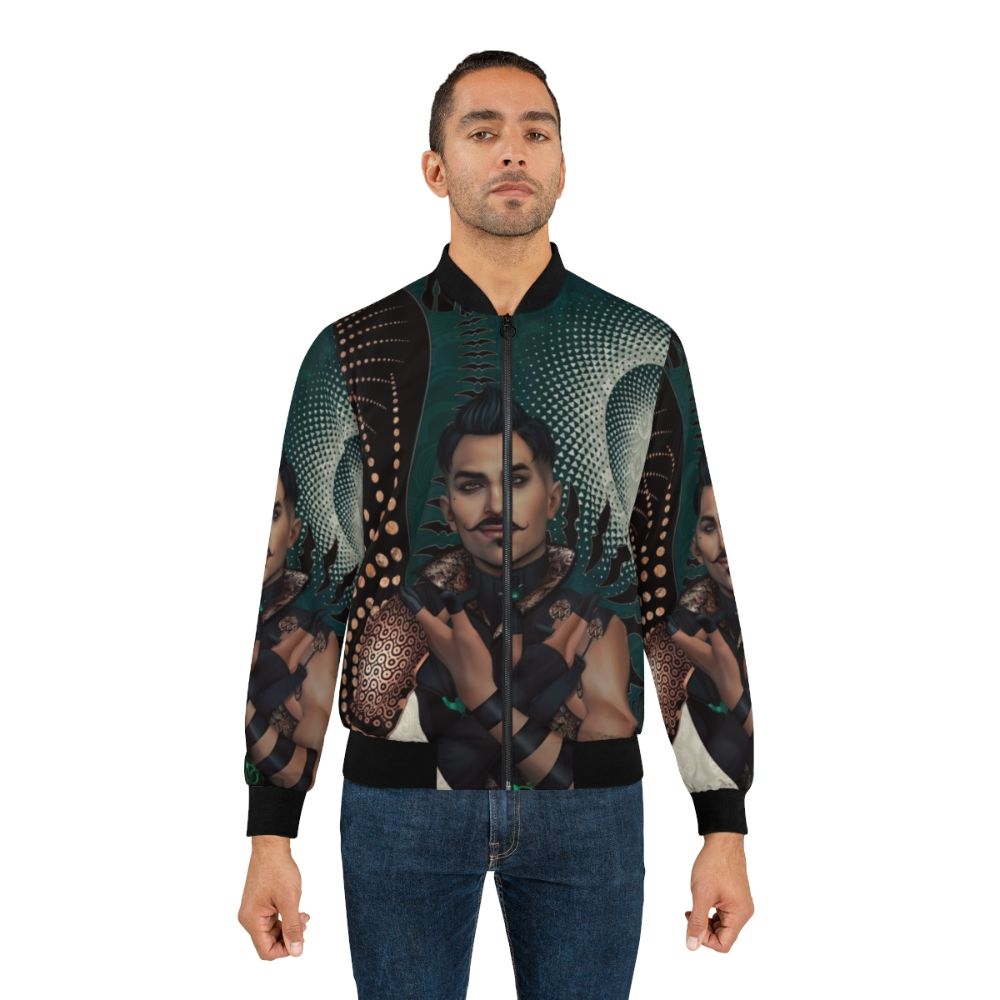 Dragon Age Dorian Pavus Bomber Jacket with Tarot Card and Mage Motifs - Lifestyle