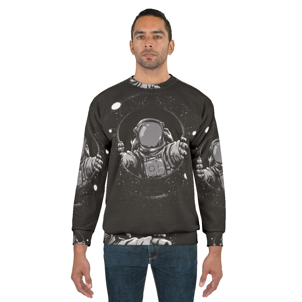 Black Hole Sweatshirt with Galaxy Pattern - men