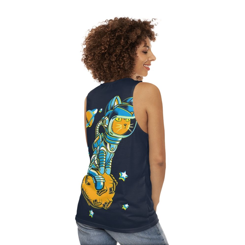 Cosmic Cat Unisex Space Tank Top - women back