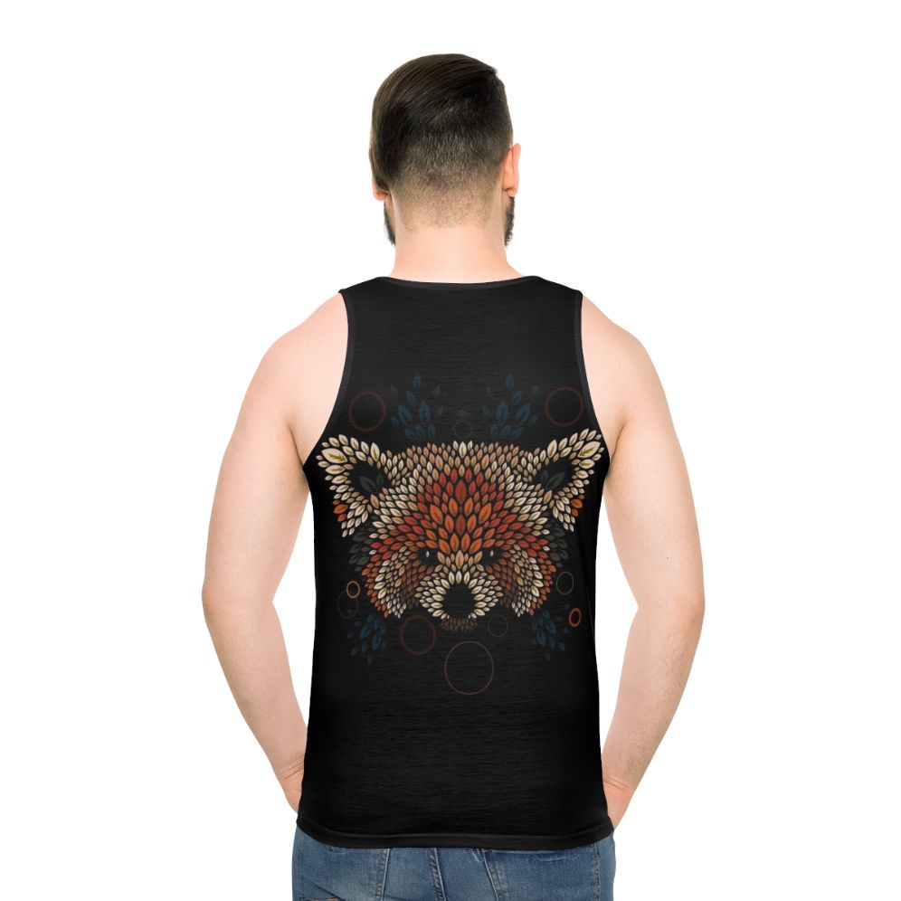 Red panda face printed on a unisex tank top - men back