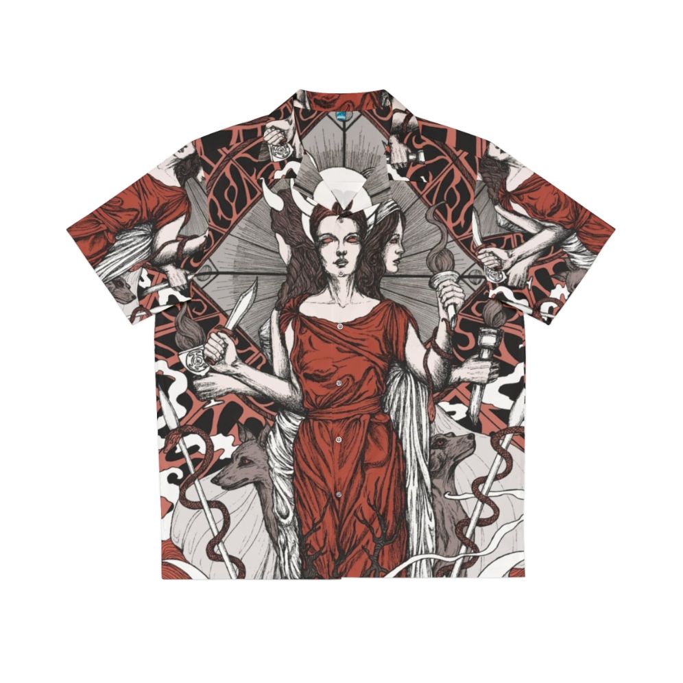 Hecate Gothic Hawaiian Shirt featuring a dark moon goddess design