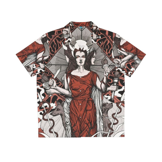 Hecate Gothic Hawaiian Shirt featuring a dark moon goddess design