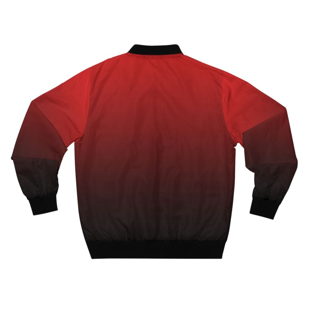 Gradient ombre black and red minimalist bomber jacket - Back