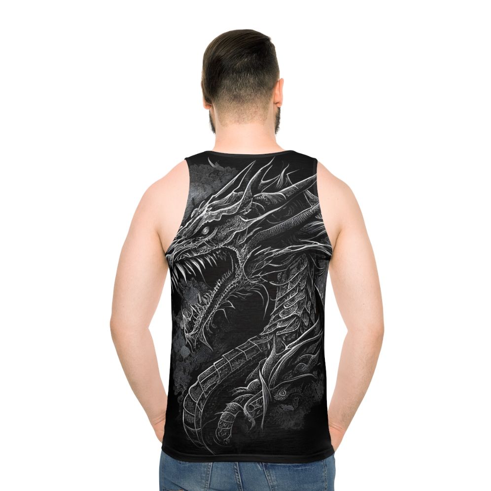 Unisex dragon tank top with cool dragon design - men back